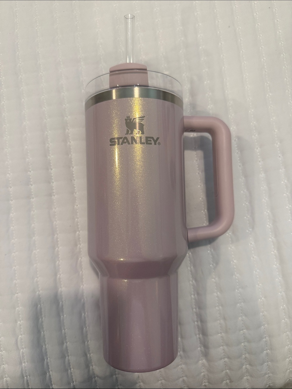 Stanley Shimmery Lavender Travel Tumbler with Handle and Straw